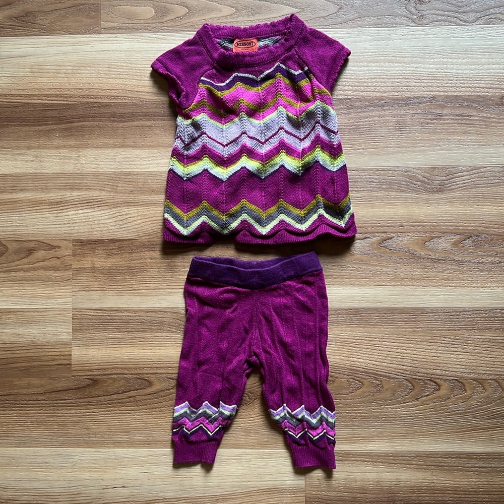 Missoni Target Vintage Infant Baby Girl Ribbed Knit Set Chevron